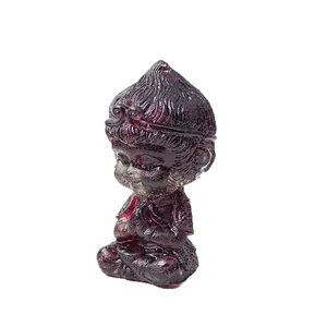 Resin Monkey King statue with amber red crystal texture for office desk decor