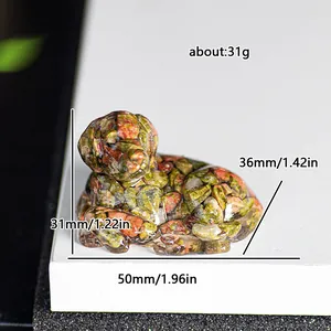 Figurine de chien Golden Retriever en résine de cristal d'épidote pour décor de bureau