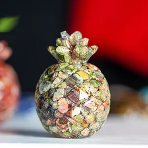 Macro shot of pineapple figurine made from crushed natural crystals in clear resin