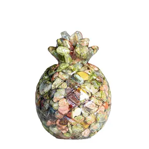 Pineapple ornament made of natural crystal resin stones for desktop home decor