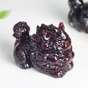 Handcrafted Auspicious Kylin Pixiu Ornament Natural Crystal Filled Resin Figurine Traditional Chinese Desk Home Office Decor Gift