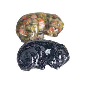 Sleeping Labrador resin figurines with natural crystal stone texture for home decor