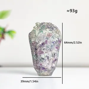 Handcrafted natural crystal cabbage ornament in purple and green hues, 64mm height