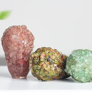 Crystal Chinese Cabbage Lucky Fortune Resin Ornament Handmade Home Office Desk Decoration Healing Natural Stone Inlaid Craft