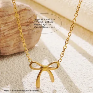 Vue détaillée du collier nœud en acier inoxydable doré avec chaîne de 43,5 cm sur pierre