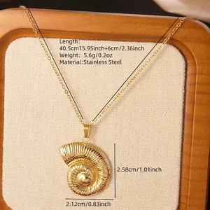 Détails du collier coquille nautile doré en acier inoxydable pesant environ 5,6g
