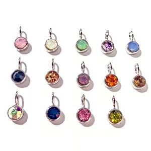 Set of 14 colorful 8mm stainless steel birthstone charms for DIY jewelry making