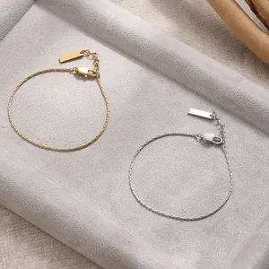 Bracelets à chaîne minimalistes en or et argent avec pendentifs rectangulaires lisses
