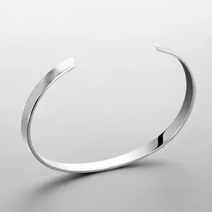 Minimalist 316L Stainless Steel Open Bangle For Women Gold Silver Plated Geometric C Shaped Cuff Bracelet Fashion Jewelry Gift
