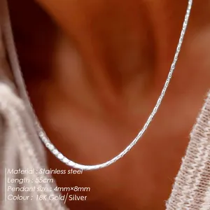 Collar de Cadena de Serpiente de Acero Inoxidable 316L Minimalista para Mujeres Hombres Chapado en PVD Oro Plata Cadena Clavícula Joyería Regalo
