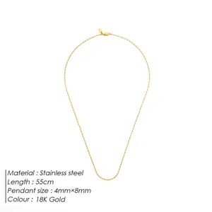 Minimalist 18K gold stainless steel snake chain necklace for women, length 55cm
