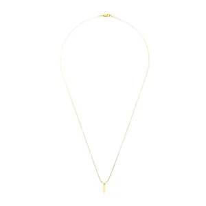 Gold stainless steel square bar pendant necklace with a minimalist snake chain design