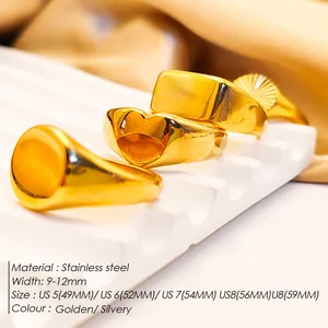 18K gold plated stainless steel heart and geometric rings for women in sizes US 5 to US 8