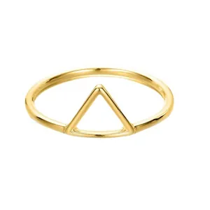 Anello minimalista in acciaio inossidabile placcato oro con design a triangolo vuoto