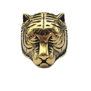 Dominant gold tiger head ring for men made of high-quality stainless steel in realistic relief