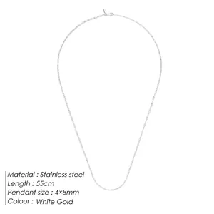 Minimalist white gold stainless steel paperclip chain necklace with sleek oval links