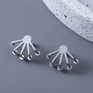 Pendientes de tuerca con forma de abanico de palma en acero inoxidable de estilo urbano