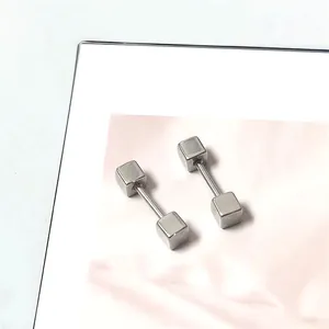 Macro-opname van gepolijste geometrische kubus oorknopjes met een schroefsluiting