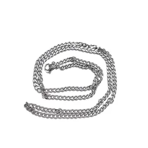 Classic silver Cuban link chain necklace with lobster clasp closure and polished finish