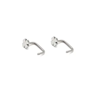 Minimalistische Kleeblatt-Ohrstecker aus Titanstahl mit Barbell-Schraubverschluss-Design