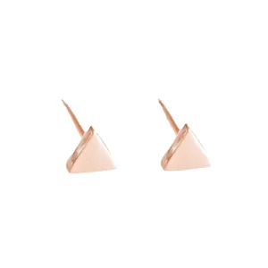 Minimalistische geometrische driehoek oorknopjes van roségoud roestvrij staal