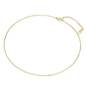 Minimalistische verstellbare goldene Wellenkette aus Edelstahl mit Karabinerverschluss