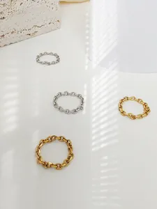 Ensemble de bagues à maillons en acier inoxydable doré et argenté avec ombres élégantes
