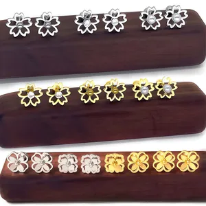 316L Roestvrij Staal Madeliefje Kersenbloesem Oorknopjes Voor Vrouwen Minimalistisch Holle Bloem Zirkonia Parel Schroefsluiting Mode Sieraden