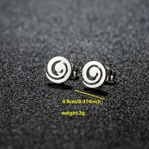Gros plan de boucles d'oreilles spirales en acier inoxydable de 0,8 cm avec dimensions