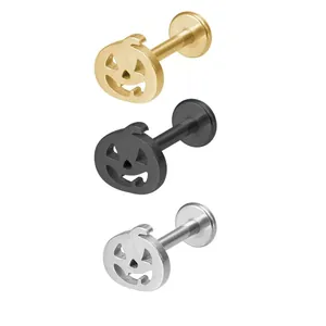 Set di labret a zucca di Halloween in acciaio inossidabile oro, nero e argento