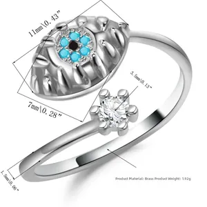 Detailed technical diagram of evil eye ring showing dimensions 11mm and 1.92g weight