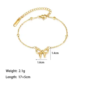 Poliertes goldenes Schleifenarmband mit verstellbarer Kette und Karabinerverschluss