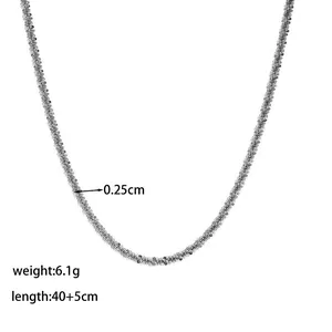 Detailed view of silver titanium steel chain showing 0.25cm width and texture