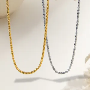 Minimalist Stainless Steel Snake Bone Rope Chain Necklace Bracelet For Women Gold Silver Plated Basic Jewelry Gift