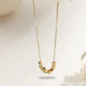 Collar de Cuentas de Cubo de Acero de Titanio Minimalista para Mujer Cadena de Serpiente Chapada en Oro Joyería Elegante
