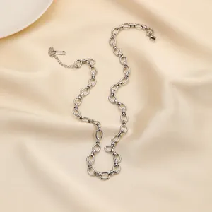 Polished silver stainless steel chain link necklace with lobster clasp and extender