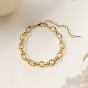 18K gold plated thick Cuban chain bracelet with textured ring links and lobster clasp
