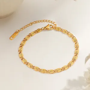 Chic 18K gold plated titanium steel starfish and shell link necklace with lobster clasp