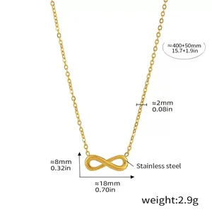 Collier infini en acier inoxydable doré avec chaîne ajustable longueur 400mm+50mm