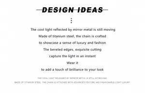 Detail page highlighting the titanium steel chain material and mirror polishing design