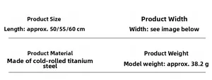 Size guide for stainless steel Cuban link chain necklace with length and weight details