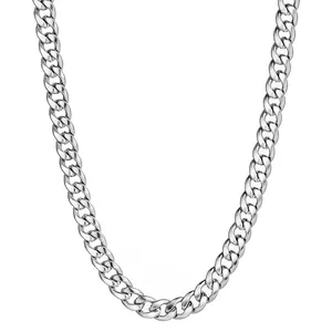 Titanium Staal Cubaanse Schakelketting Halsketting Armband Voor Heren Dames Zilver Gepolijst Hip Hop Street Sieraden Minimalistisch Accessoire