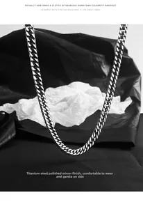 Close-up of titanium steel Cuban link chain with mirror polish and skin-friendly edges