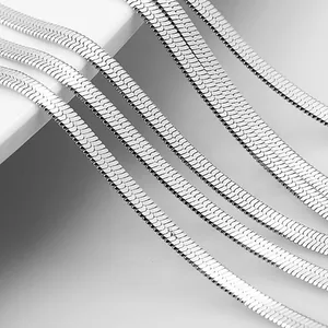 Polished silver stainless steel snake chain necklace for hip-hop fashion styling