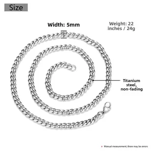 5mm silberne Titanstahl-Panzerkette, 22 Zoll Länge mit lichtechter Oberflächenbehandlung