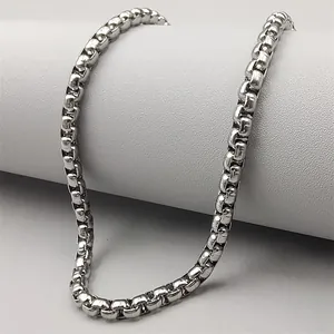 Minimalist Stainless Steel Box Chain Necklace For Men Women High Polished Silver Venetian Chain Jewelry 3mm 4mm 5mm Width