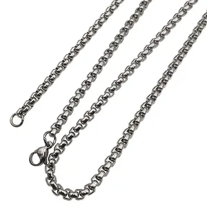Polished silver stainless steel round box chain necklace with durable lobster clasp