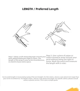 Wrist measurement guide for Cuban link chains with sizing instructions for a perfect fit