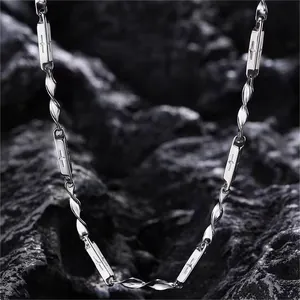 Collana a Maglie di Bambù Mobius in Acciaio Inossidabile Con Motivo a Stella Gioielli Unisex Geometrici Per Uomo Donna