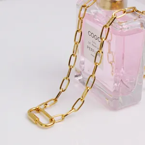 Goldene Karabiner-Halskette mit klobigen ovalen Gliedern und Clipverschluss für Damen Herren